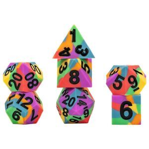 Sharp Edge Silicone Rubber Dice Set: Rainbow Pride